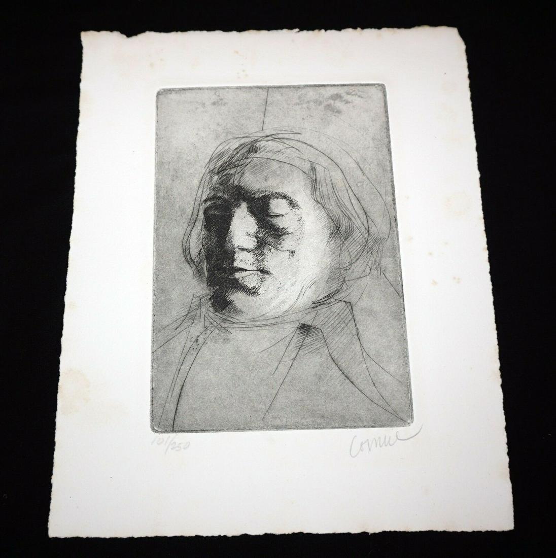 60 California Print Portrait Thomas Cornell (1937-2012): Item: Up for sale from a recent estate of a well known collector here in Honolulu Hawaii, this 1960s California limited edition 101/250 etching that is untitled and depicts a unknown revolutionary fig