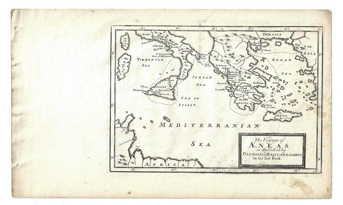 1747 Engraved Map Aeneas Voyage (1 of 1)