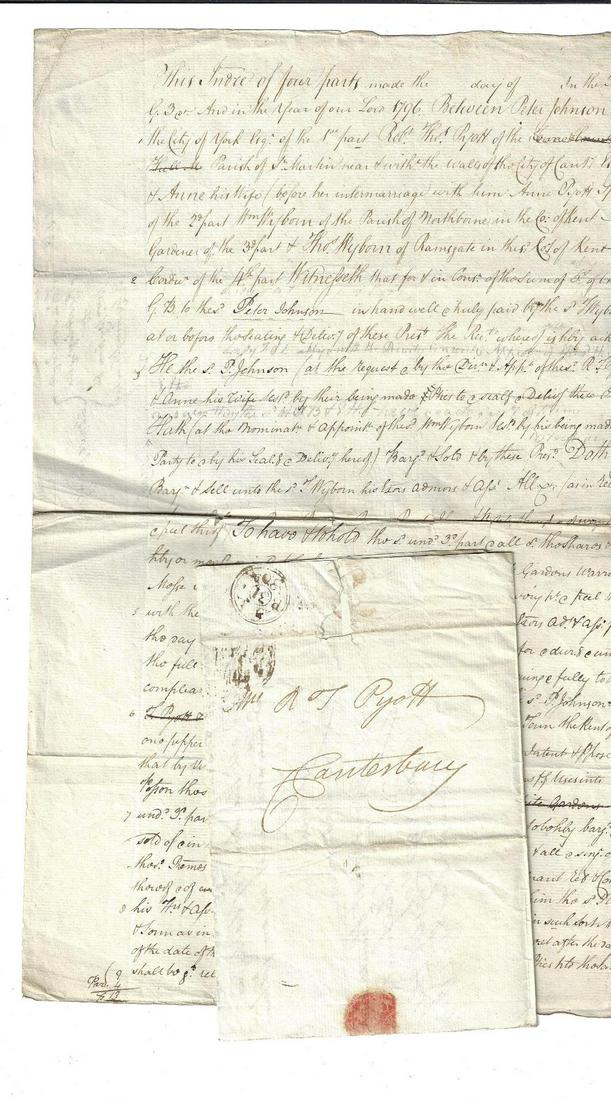1796 English Manuscript Legal Doc and Letter Pyott (1 of 2)