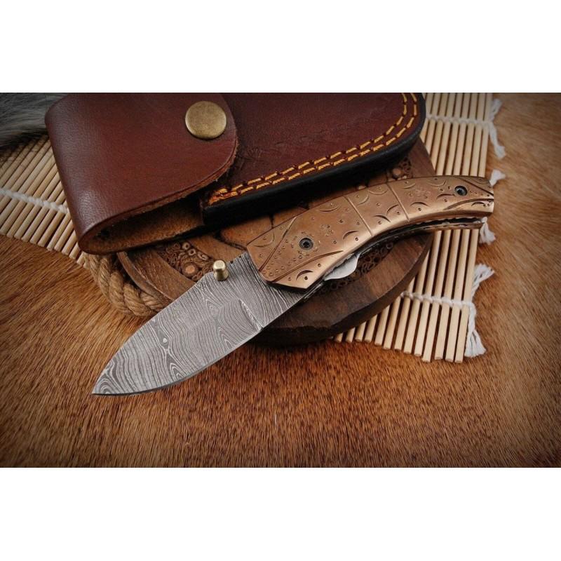 Handmade everyday carry pocket damascus steel knife (1 of 4)