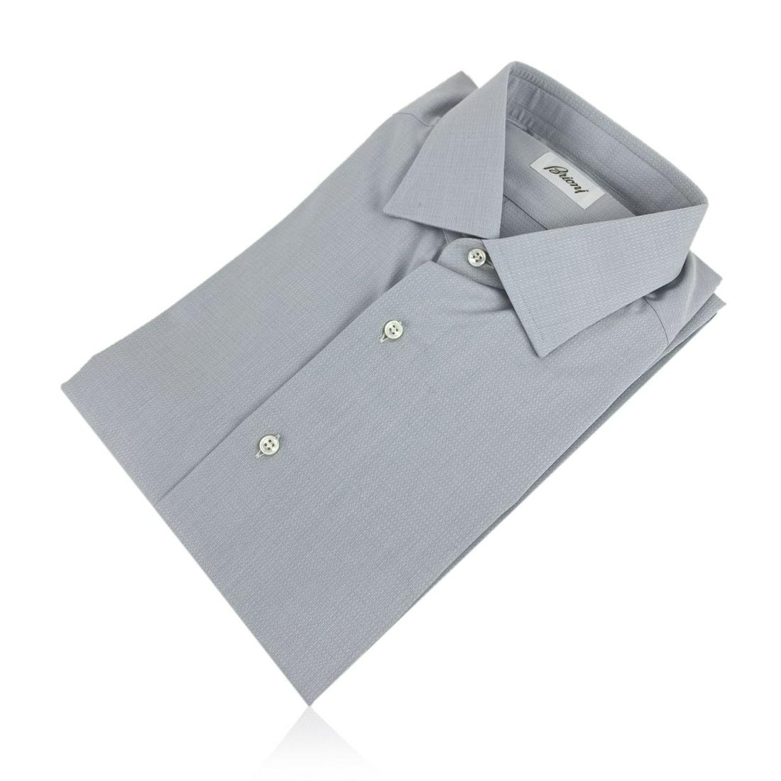 Brioni Light Grey Long Sleeve Men Button Down Shirt: Brioni men button down shirt. It features long sleeve styling and pointed collar. Made in Italy. Size 43-17 - 54 IT Details MATERIAL: Cotton COLOR: Grey MODEL: - GENDER: Gentlemen COUNTRY OF MANUFACTU