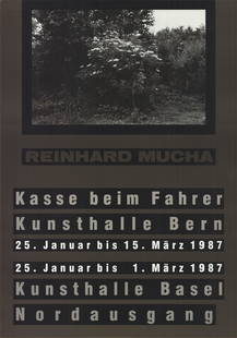 Reinhard Mucha - Kasse beim Fahrer - 1987 Offset: Artist: Reinhard Mucha Title: Kasse beim Fahrer Description: "Kasse beim Fahrer" by Reinhard Mucha, 1987 Unsigned Offset Lithograph. Paper size is 37.75 x 26.5 inches, with an image size of 13 x 19.5