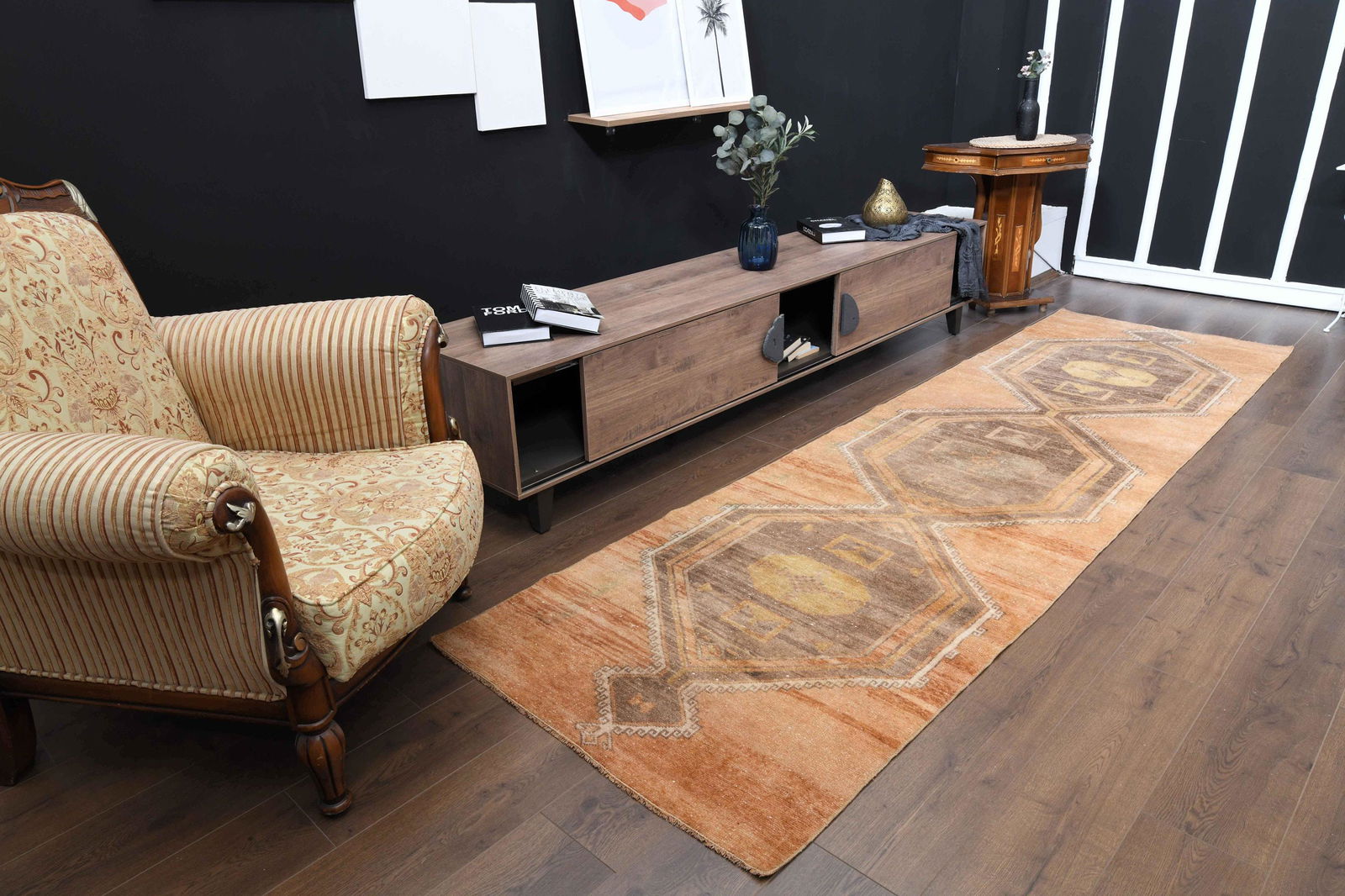 3'1x11'2 ft, TURKISH RUNNER RUG, Orange Rug, Vintage (1 of 9)