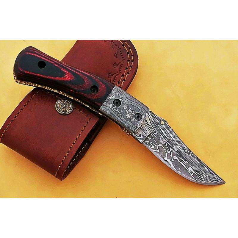 Folding hiking camping damascus steel knife wood: Knife "Moshe" The Damascus knife is wear-resistant and effective. It can serve the owner for decades. The metal does not need sharpening and can withstand heavy loads. The product does not lose its or