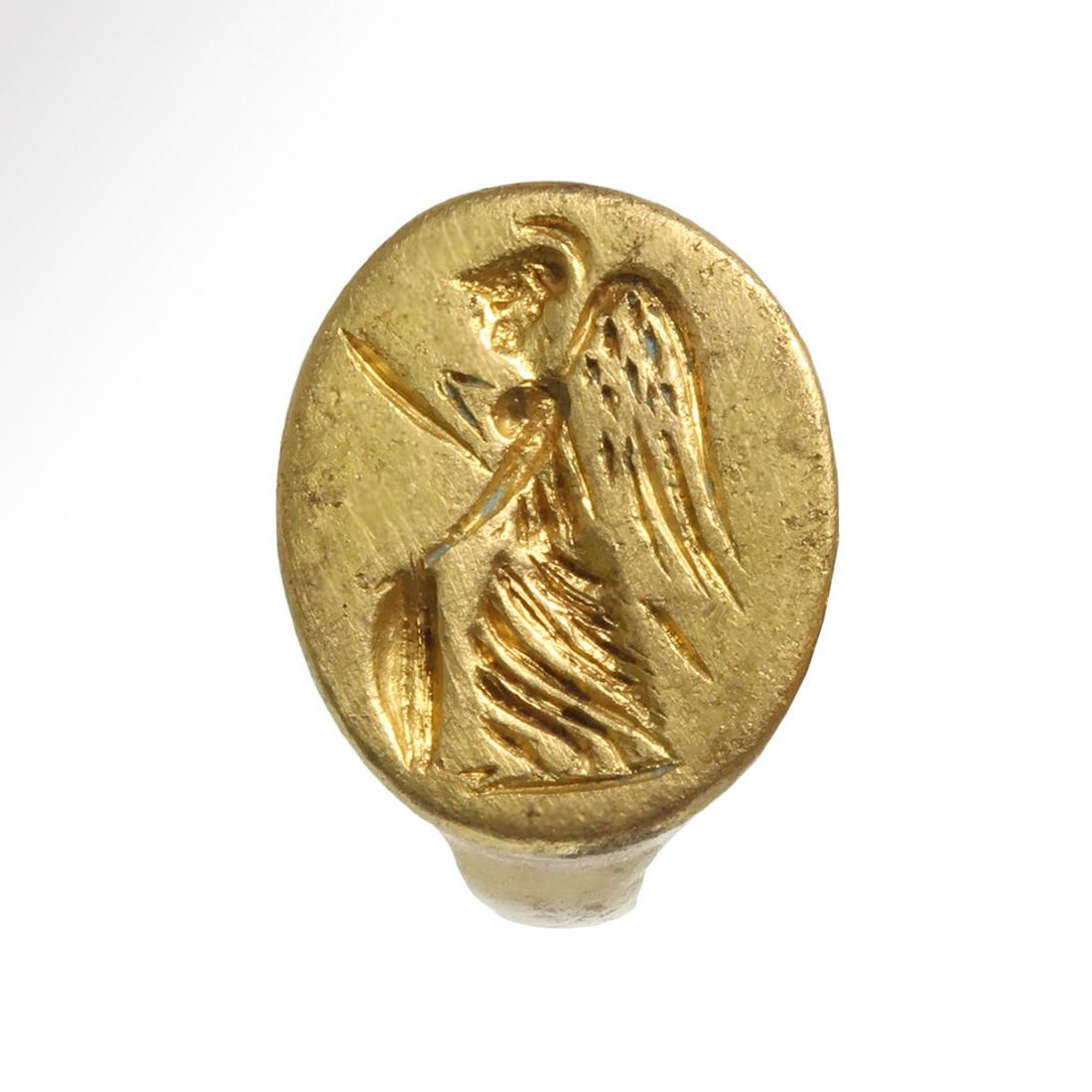 Roman Gold Ring with Figure of Winged Minerva, c. 1st (1 of 6)