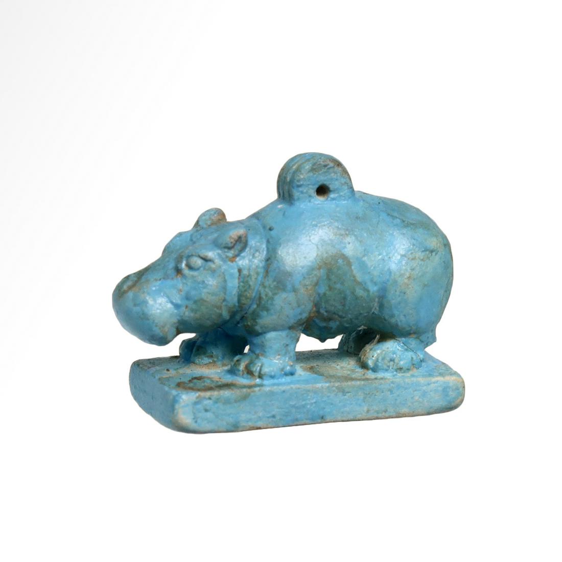 Egyptian Faience Amulet of a Hippopotamus, 18th (1 of 7)