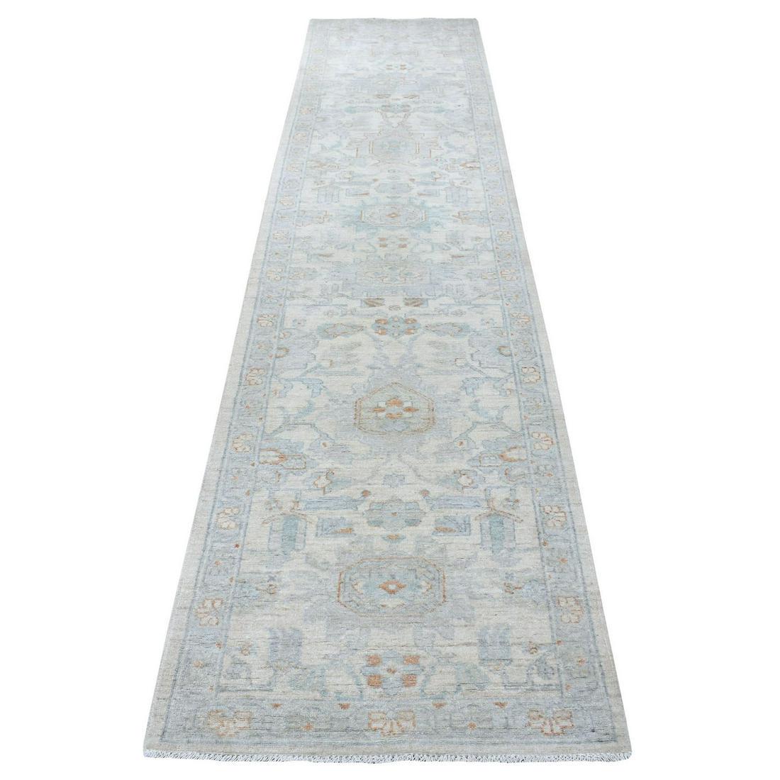 White Peshawar Organic Wool Hand Knotted Runner (1 of 6)