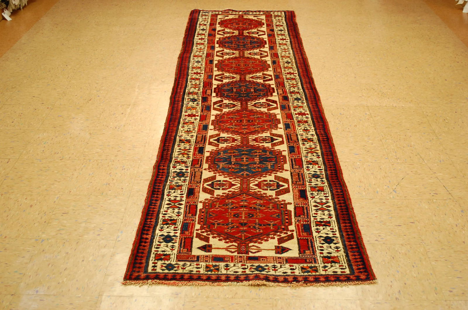 OLD,ANTIQUE HERI Z BAKHSHAYESH_BAKHSHISH RUNNER: Title: OLD,ANTIQUE HERI Z BAKHSHAYESH_BAKHSHISH RUNNER ORIENTAL RUG 2.11x10.9 ALL WOOL Origin(city: HERIZ-persian year:old Materials: wool woven on wool Size: 2'11" x 10'9". Description:ONE OF A KIND