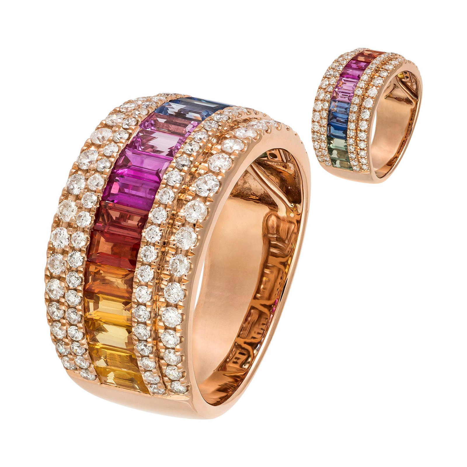 Multisapphire Diamond Rose Colourful Band Ring for Her (1 of 4)