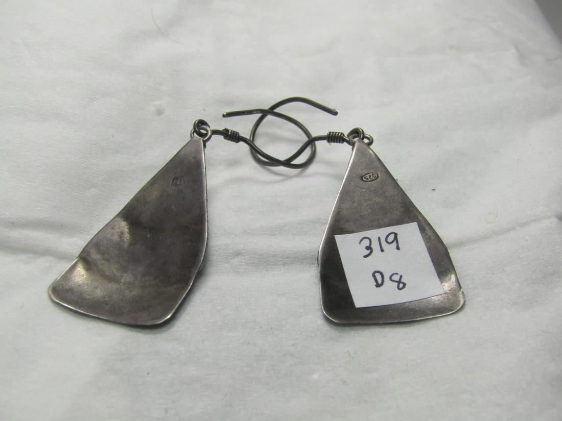 Vintage Bali Green Stone Pierced Earrings, Dangle, (1 of 6)