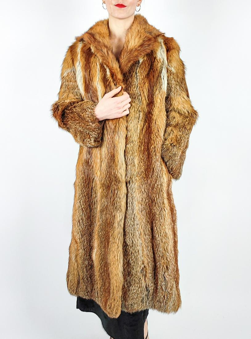 LONG RED FOX FUR COAT - US 22 - EU M (1 of 10)