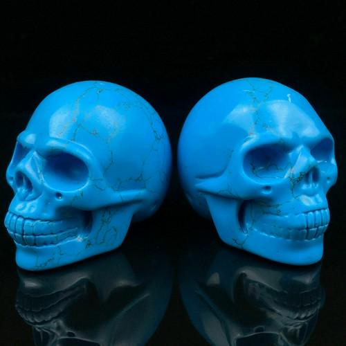 2" Natural Blue Turquoise Quartz Skull hand carved Crystal reiki healing 1Pc (1 of 8)
