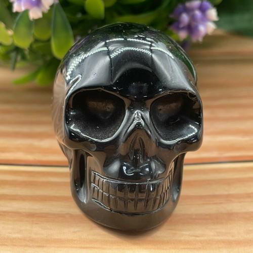2" Natural obsidian quartz skull hand carved crystal gem reiki healing 1pc (1 of 7)