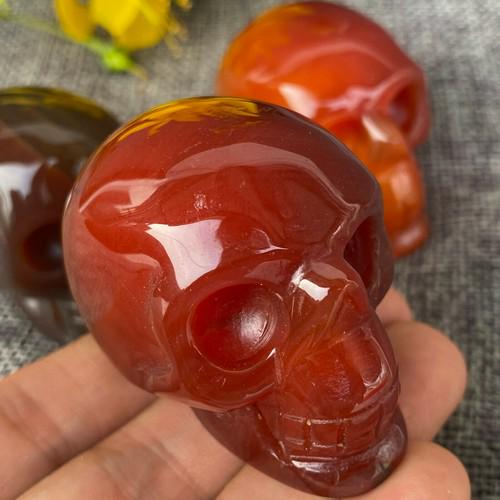 2" Natural carnelian quartz crystal skull Hand Carved Crystal Healing 1pc: Title: 2" Natural carnelian quartz crystal skull Hand Carved Crystal Healing 1pc Gemstones: Carnelian Quartz Carats Weight: 425 Carats Dimensions: 50 x 35 x 30 MM Reserve: $16.00 Shipping: Domestic: F
