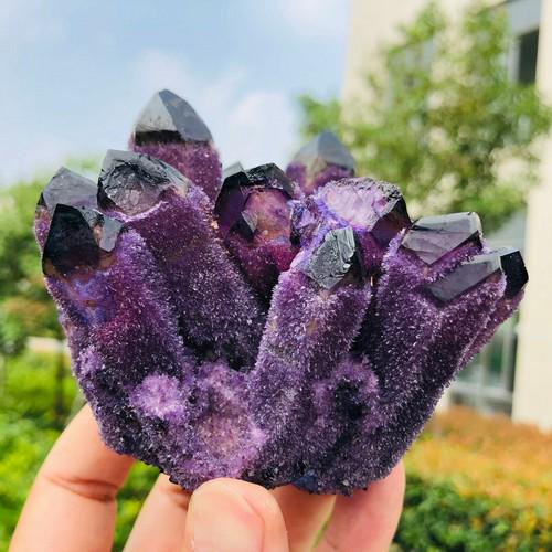480g Beatiful Purple Tibetan Ghost Phantom Quartz Crystal Cluster Specimen 3A348 (1 of 9)