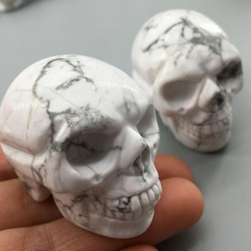 2" Natural whiteTurquoise Quartz Skull hand carved Crystal reiki healing 1Pc (1 of 9)