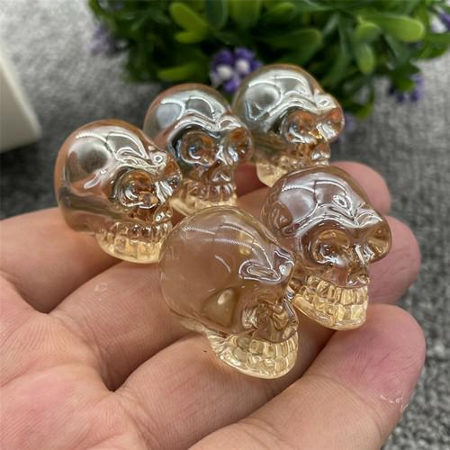 1'' Natural Yellow quartz Hand Carved Crystal Skull Healing CARE 1PC (1 of 8)