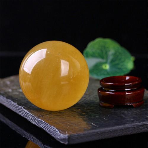 40mm Natural Citrine Quartz Crystal Sphere Ball Healing Gemstone + Stand Decor (1 of 4)
