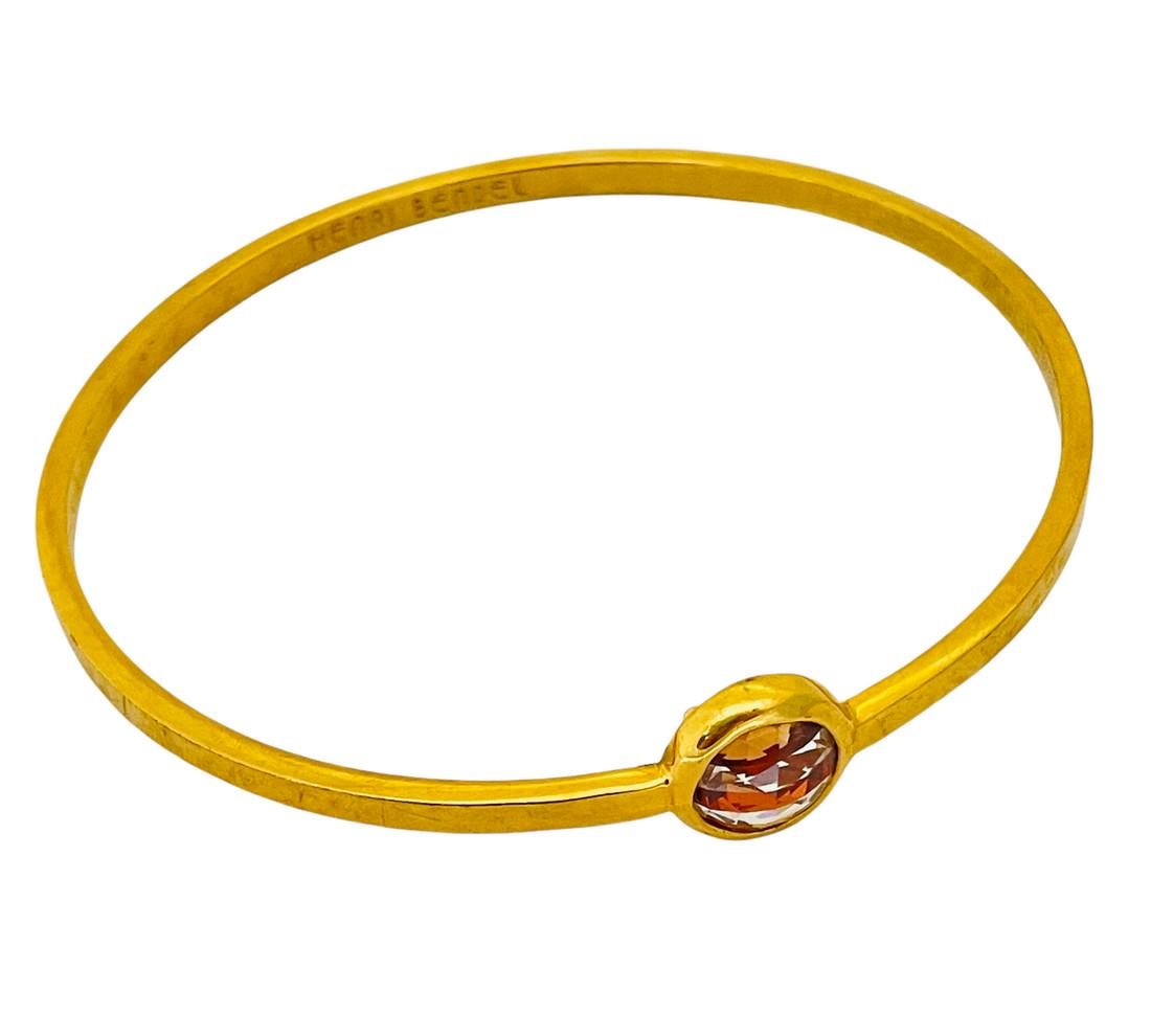 Vintage HENRI BENDEL gold striped crystal designer runway bangle bracelet (1 of 4)