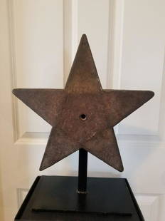 A CAST IRON HALLADAY STAR WINDMILL WEIGHT H- 37: Title: A CAST IRON HALLADAY STAR WINDMILL WEIGHT H- 37Additional Information: A VERY GOOD EXAMPLE OF A STAR WEIGHT, FROM A 40 YEAR COLLECTION. A CRISP CASTING. PART # H-37.14.5 INCHES X 14.5 INCHES.