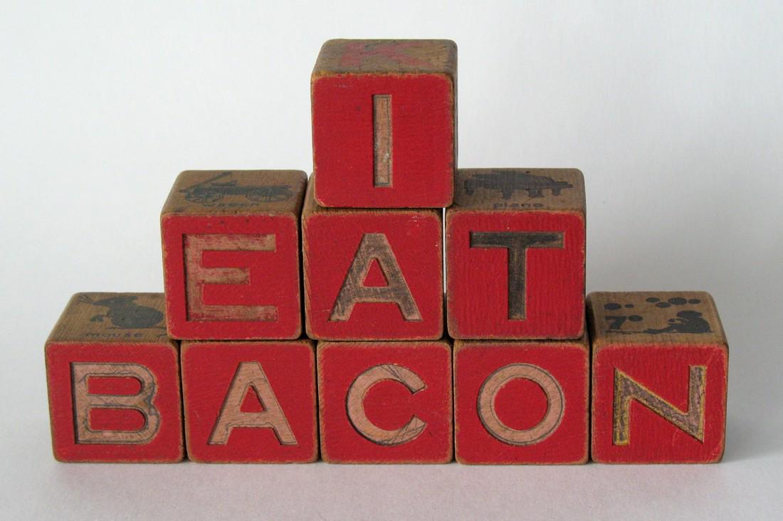 Vintage wood blocks in original red paint. (1 of 2)