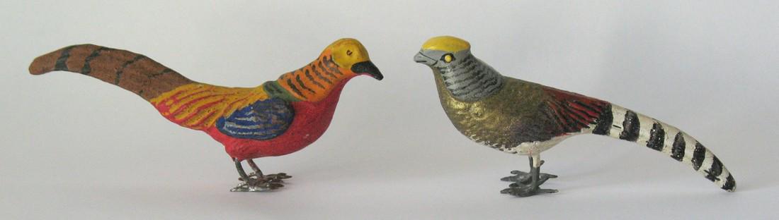 Pair of vintage German composition pheasants. (1 of 2)