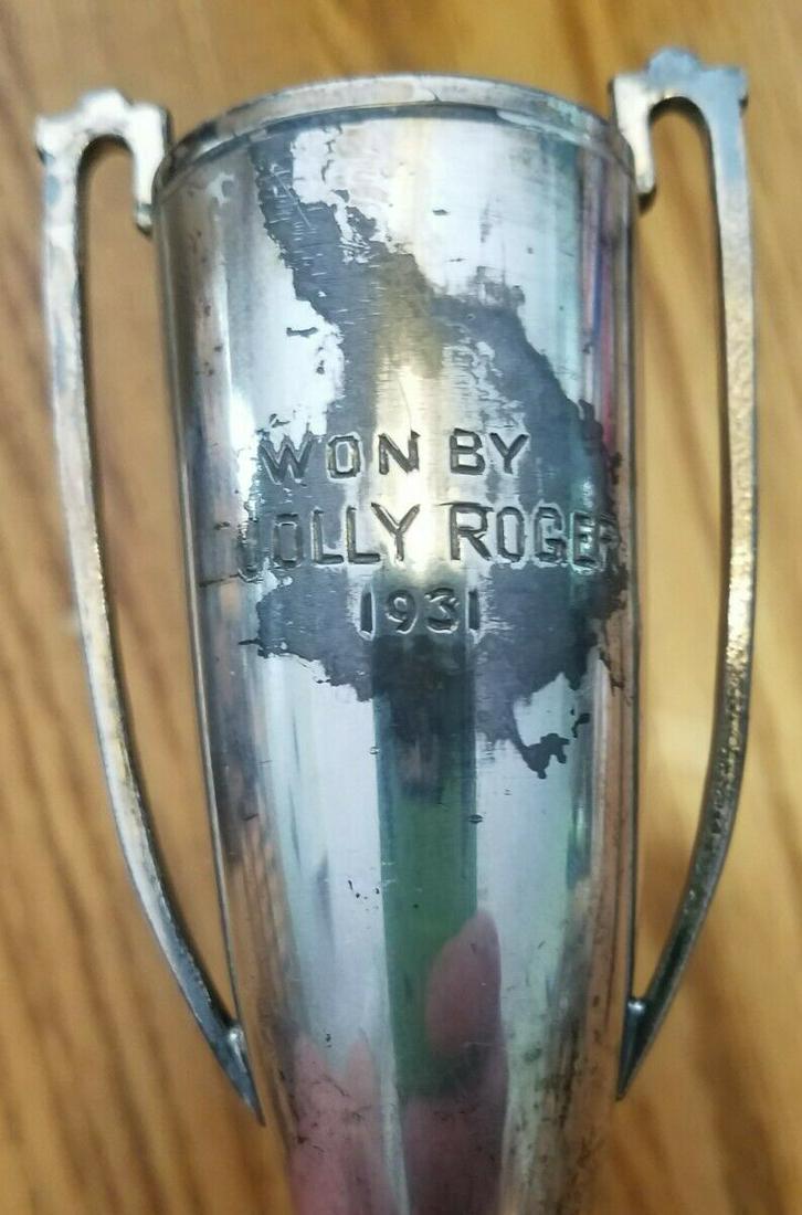 1931 loving cup trophy JOLLY ROGER pirate silver plate (1 of 6)