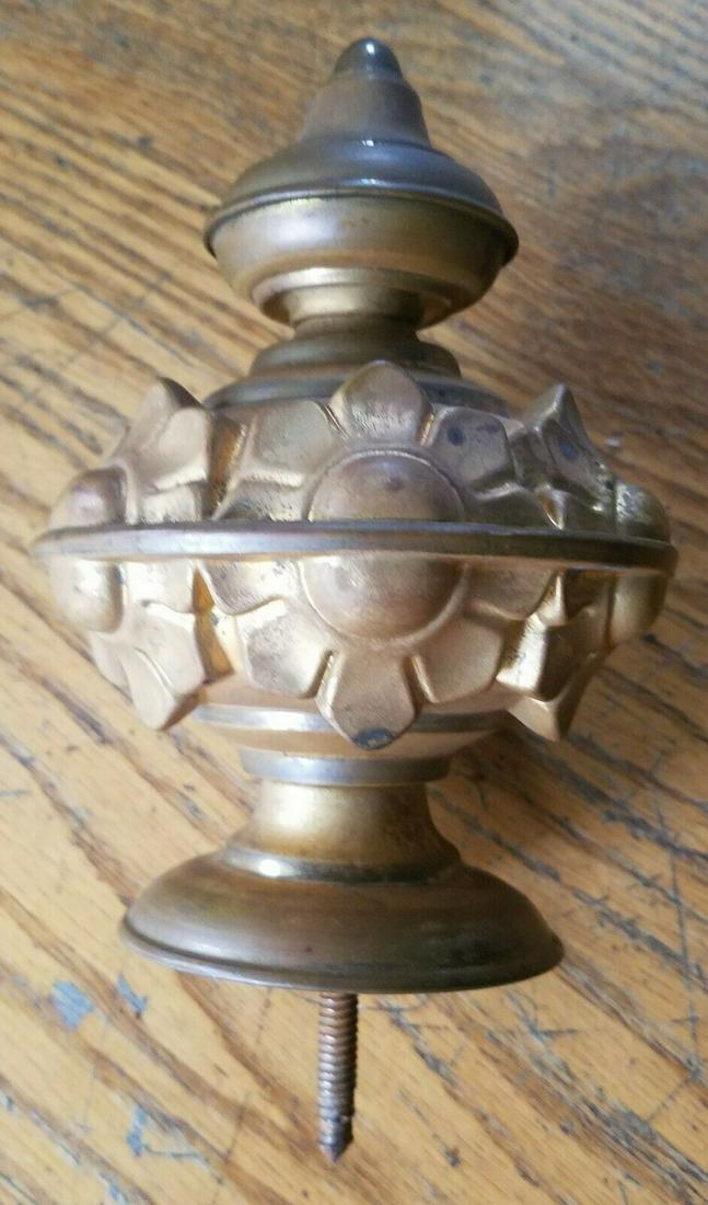Antique brass bed finial ornate rare (1 of 8)