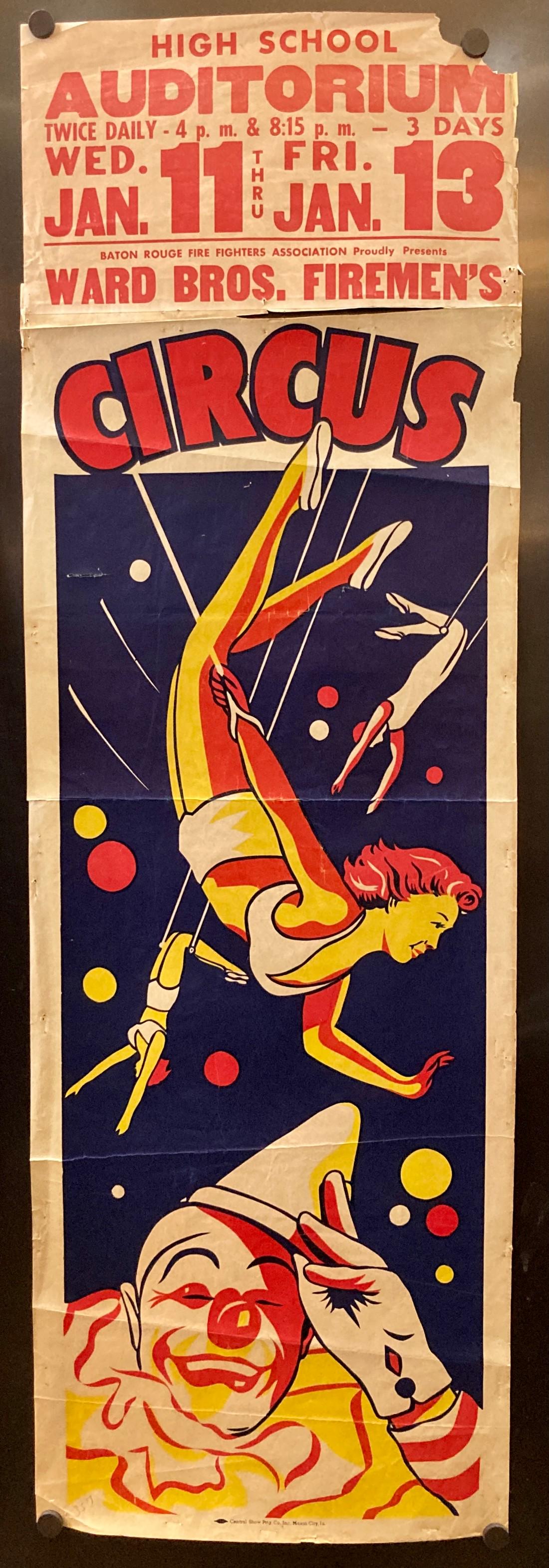 VINTAGE WARD BROS. FIREMAN'S CIRCUS POSTER (1 of 8)