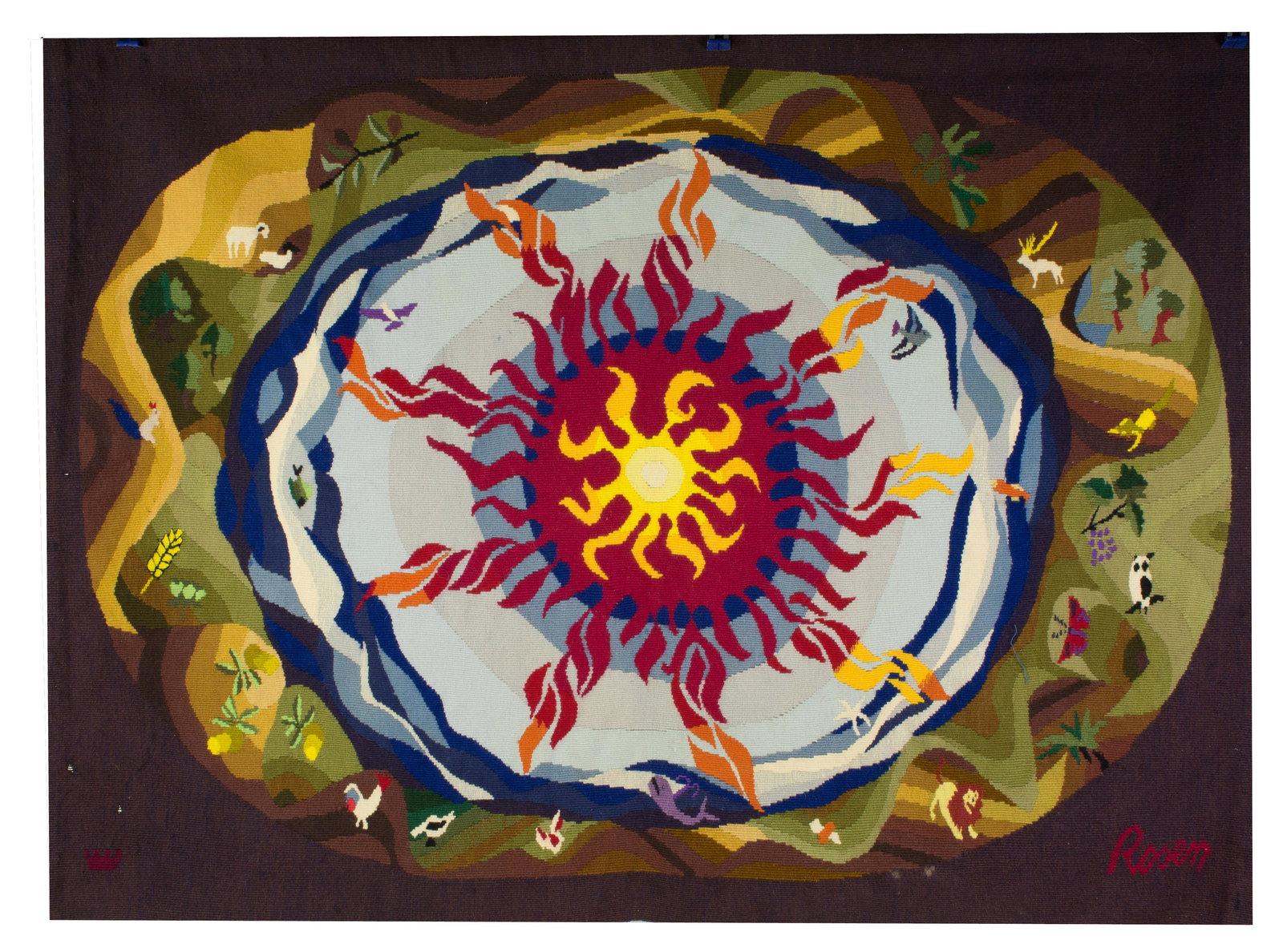 Sun and nature french hand weaved tapestry in the manner of Aubusson (1 of 4)