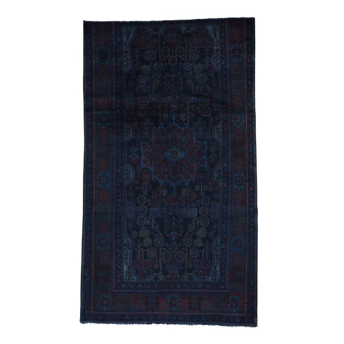 Handmade Overdyed Nahavand Worn Oriental Wide Runner Rug (1 of 12)