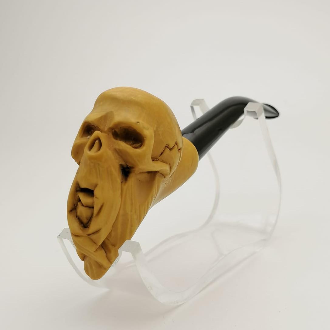Bearded Skull,Hand carved Meerschaum Pipe (1 of 9)