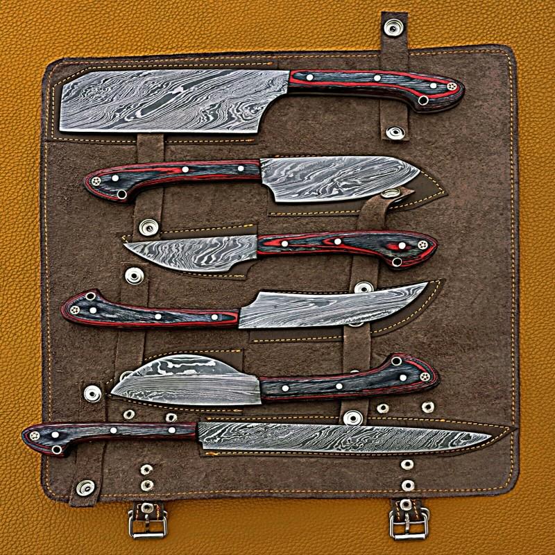 Set 6 chef exclusive kitchen damascus steel knives (1 of 6)