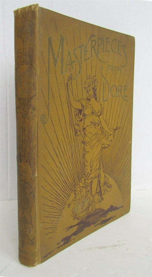 1887 MASTERPIECES FROM DORE antique ILLUSTRATED FOLIO: Published by Cassell & Company, Ltd. Copyright 1887 Hard bound. Fully illustrated with engravings by Gustave Dore ( from Inferno, LaFontaine, Purgatory, Paradise, Don Quixote, Baron Munchausen, Paradi