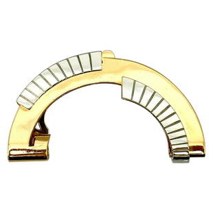 René Boivin Art Deco Two-Tone Gold Clip W/Certificate: Amazing Art Deco clip brooch by René Boivin, circa 1940s. Made of 18k yellow and white gold. Comes with a certificate of authenticity (see pictures). Stamped with a serial number, maker's and