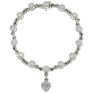 Graff Diamond 18k White Gold Bracelet with Heart Diamond Charm