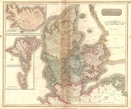 Denmark.: Publication Date: 1817 Title: Denmark. Cartographer: THOMSON, JOHN & CO. Publisher: JOHN THOMSON, JUNR. & CO. Height: 20 Width: 23.5 No.18 from Thomson's New General Atlas 1817. Wm. Dassauville, engra