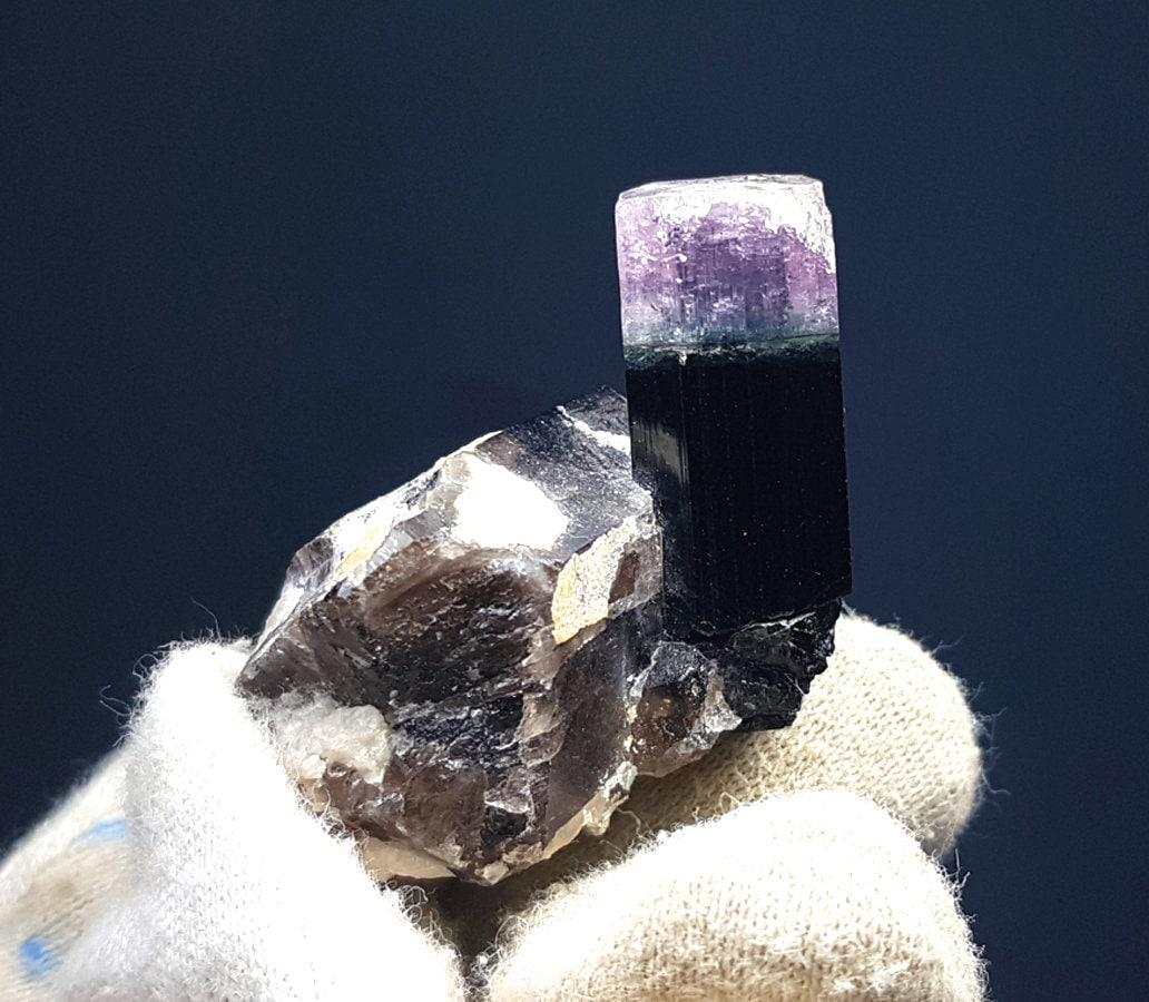 Tourmaline Crystal , Terminated And Undamaged Multi Color Tourmaline Crystal With Quartz From (1 of 7)