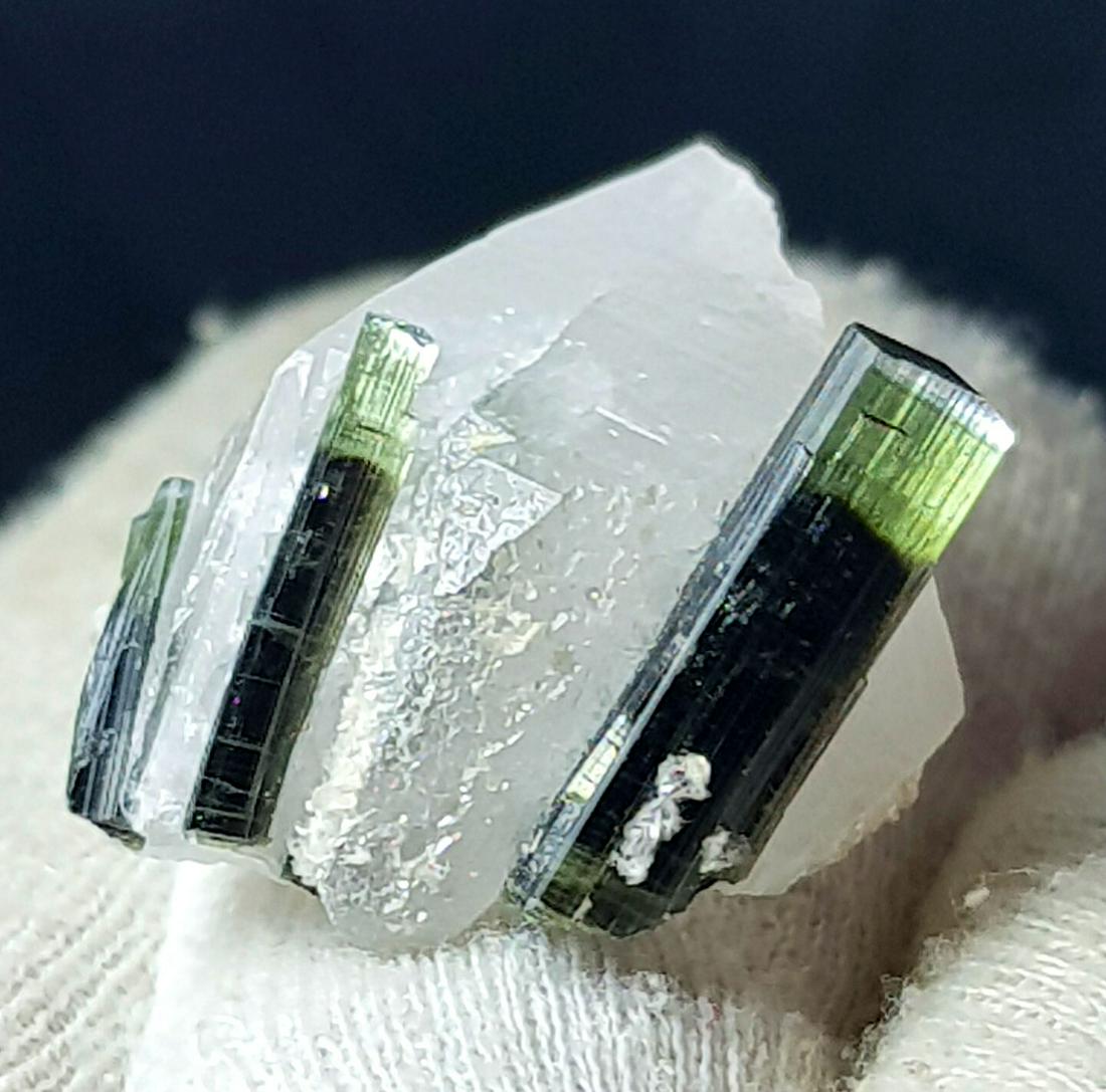 Green Cap Tourmaline Crystals With Clear Quartz Specimen - 17 Gram (1 of 8)