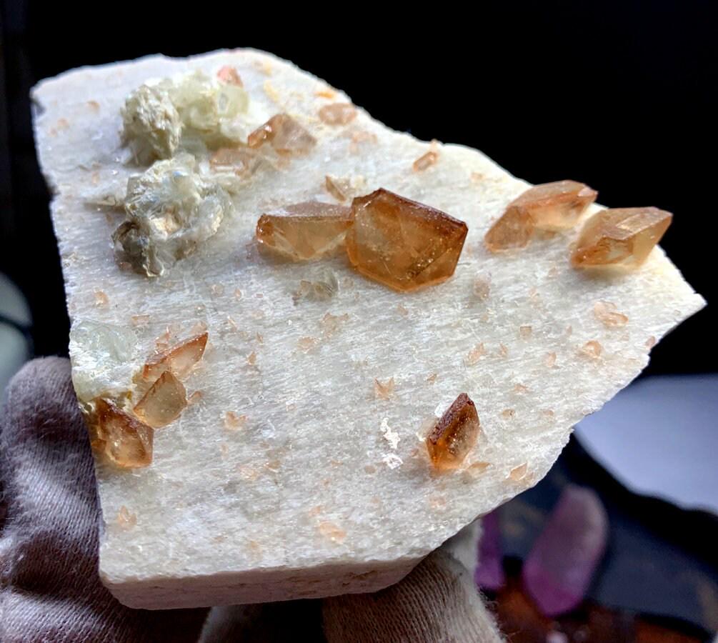 Topaz , Natural Topaz Crystals Bunches on Feldspar Mineral Specimen - 300 g , 102*77 mm (1 of 7)