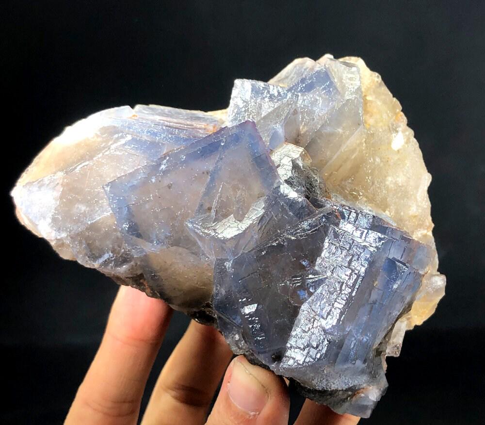 Fluorite Specimen , Cubes Fluorite Fine Bluish Phantom Flourite Crystals 626 Gram 110*80*60 mm (1 of 6)