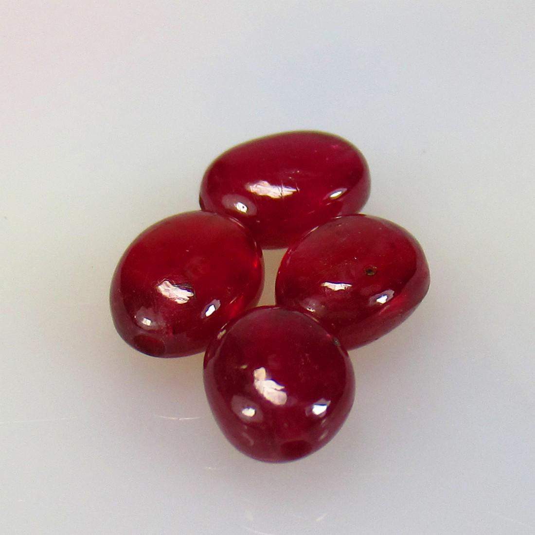 6.52 Ct Natural 4 Mozambique Red Ruby Dumble Beads (1 of 2)
