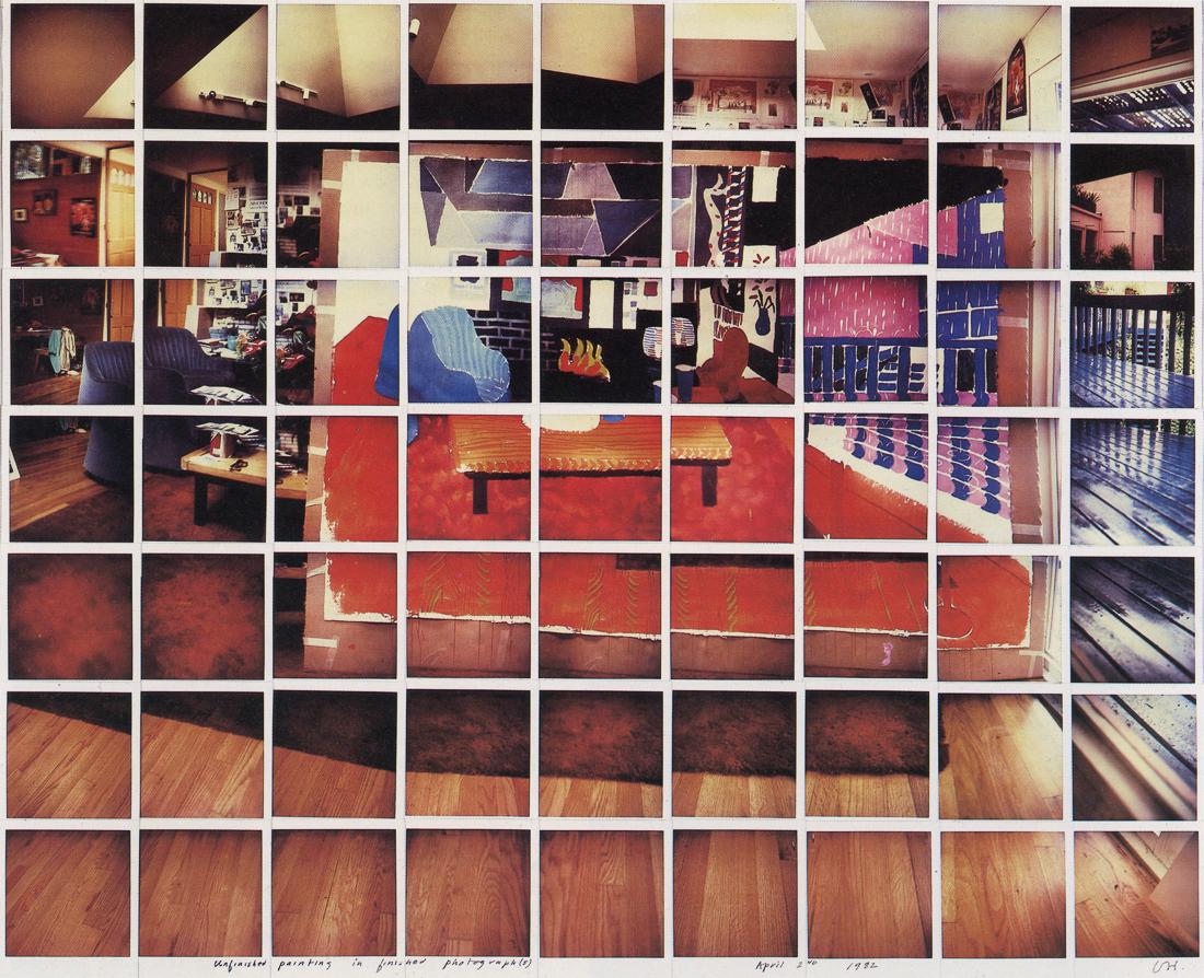 DAVID HOCKNEY - Unfinished Painting, Finished Photos: Artist: David Hockney Description: Unfinished Painting in Finished Photograph(s), April 2nd 1982 Medium: Photo Litho, 1988, Spain Dimension: 9.05x7.35" Description: Heat Wax Mounted on 11x14" Conserva