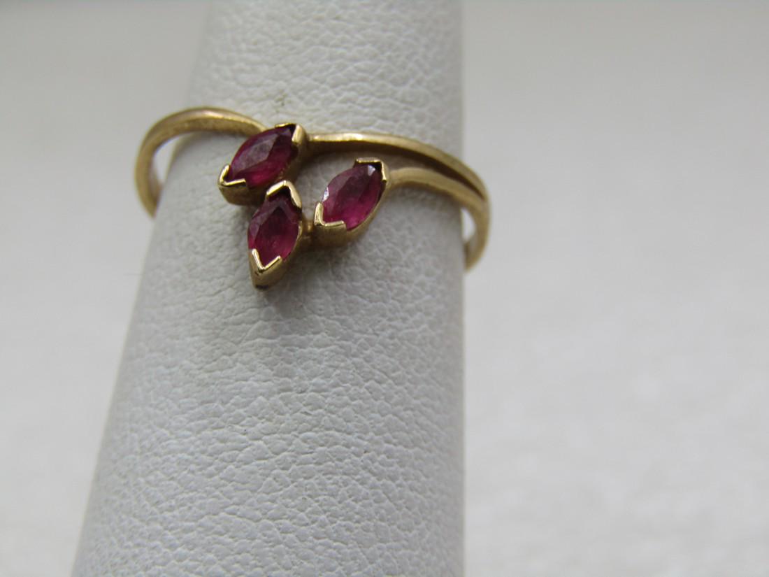 Vintage 14kt Triple Marquise Ruby Ring, Sz. 6 (1 of 7)