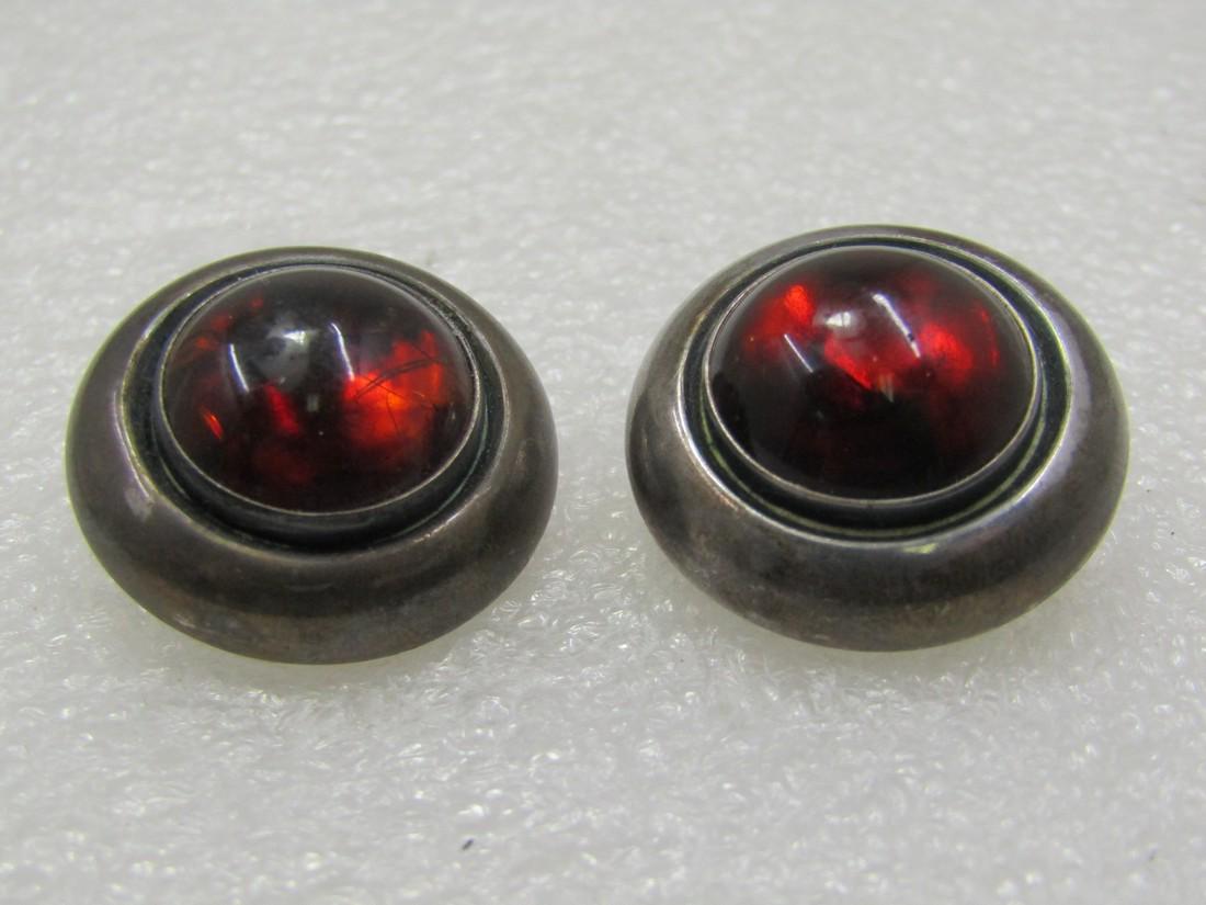 Vintage Sterling Cognac Amber Clip Earrings, Niels Erik, Denmark (1 of 6)