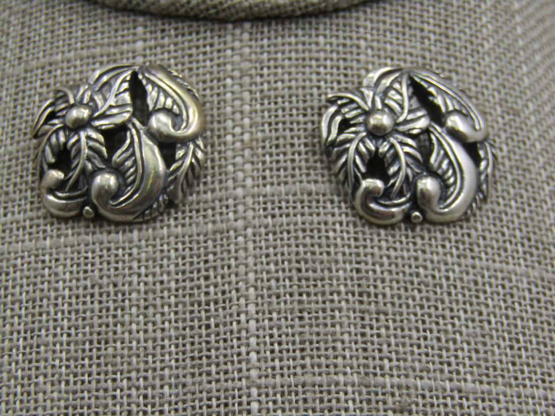 Vintage Sterling Carolyn Pollack Relios Floral Earrings, Pierced (1 of 6)
