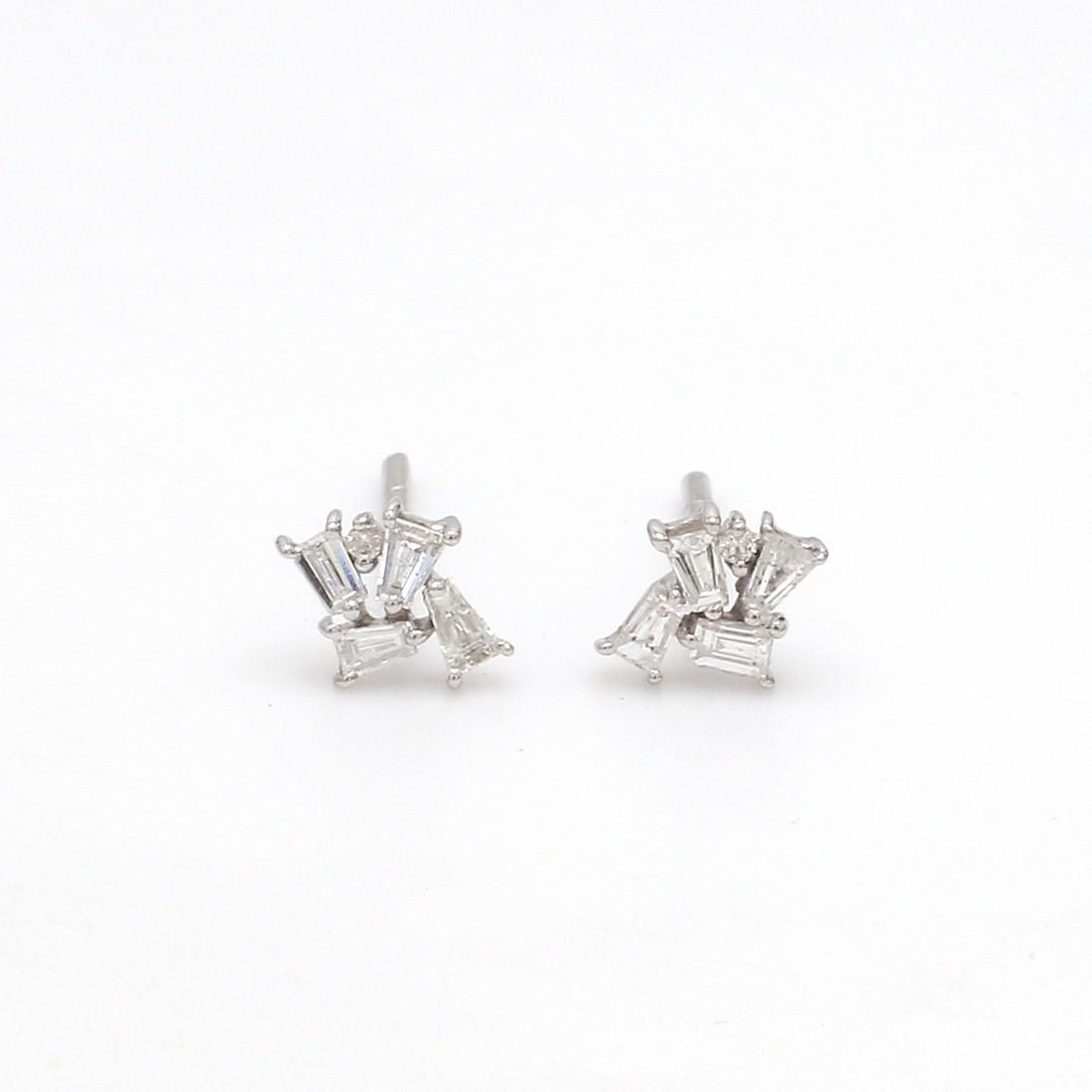 Diamond Minimalist Stud Earrings 14K White Gold Jewelry: Title: Diamond Minimalist Stud Earrings 14K White Gold Jewelry Additional Information: Gold : 0.98 gm : 0.10 ct Diamond(Hi Color Si Clarity) : Gross Wt 1.00 gm Metal Purity: 14K White Gold Gemstones: 