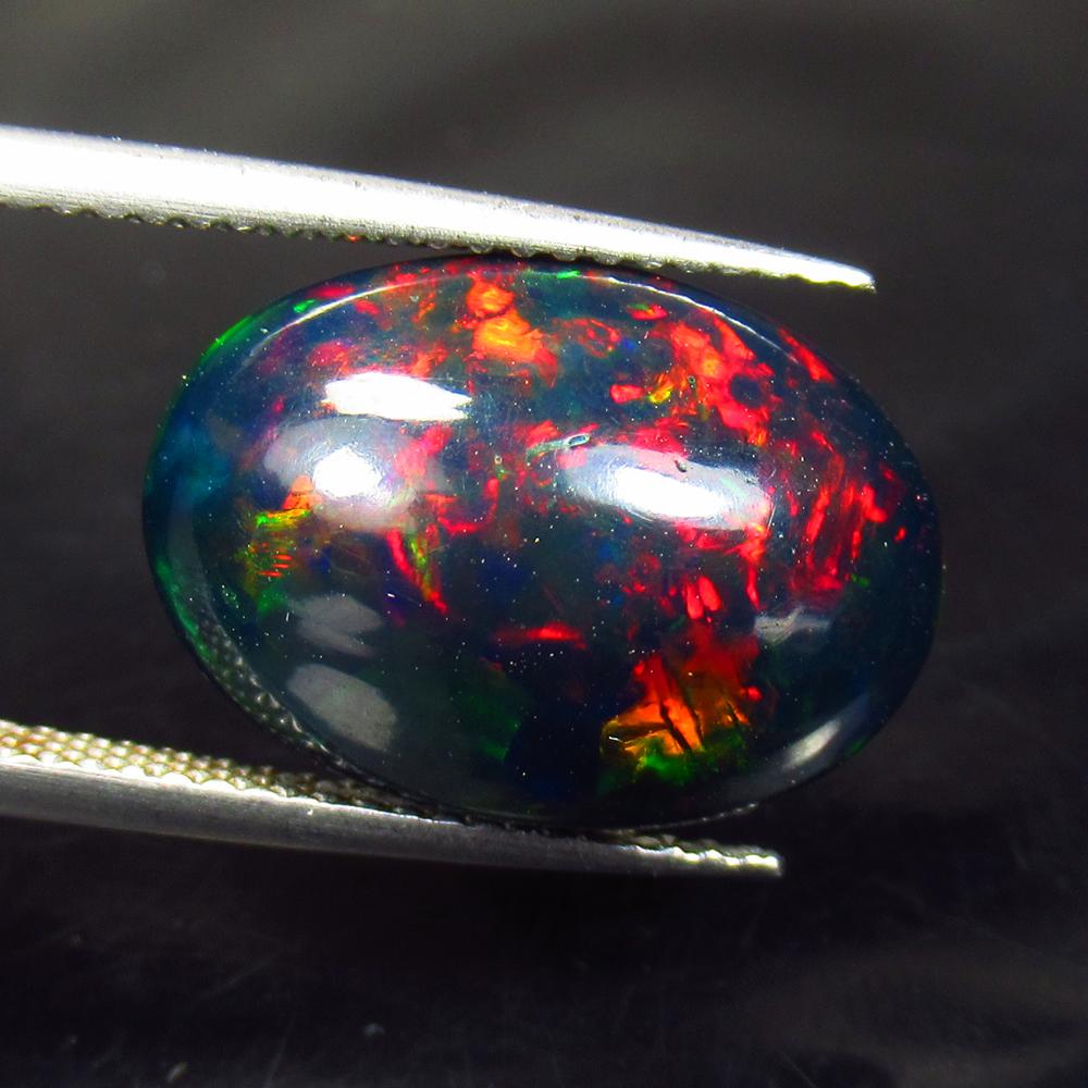 5.14 Ctw Natural Ethiopian Black Fire Opal Oval Cab (1 of 3)