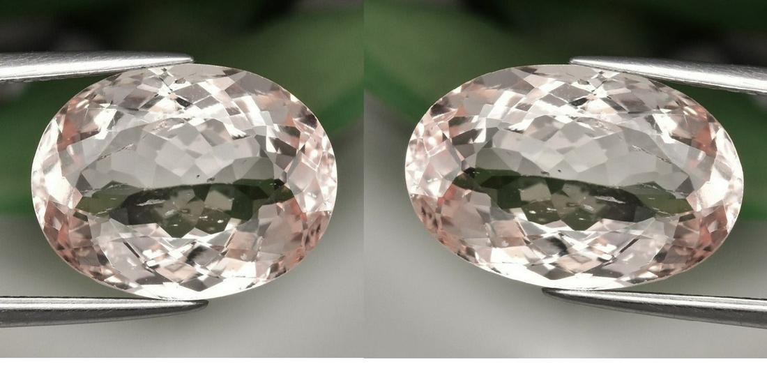 Natural pair of White Pinkish Morganite Oval Cut Unheated: Title: Natural pair of White Pinkish Morganite Oval Cut Unheated Gemstones: Morganite Carat Weights: 1 approx. Size/Dimensions: 6 x 5 and 6 x 4.5 mm approx. Additional Info: Transparency: eye clean. O