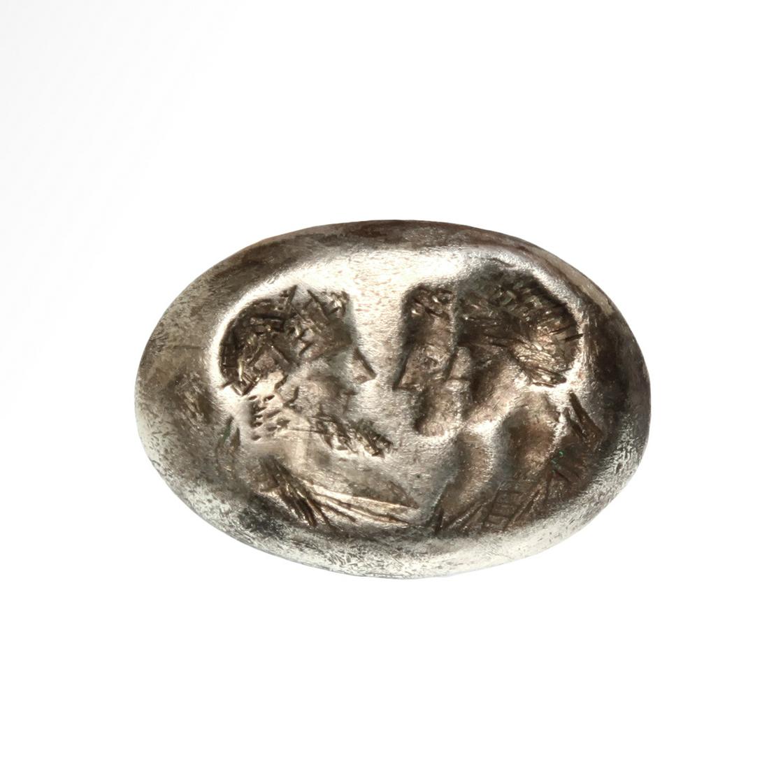 Solid Silver Roman Ring Engraved with Three Heads (1 of 6)